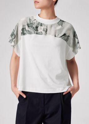 美品 ポールスミス 26年 Polka Petalコンビネーション花柄Tシャツ ウィメンズ ”Polka Petal” コンビネーション 半袖Tシャツ