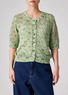 新品タグ付Paul Smith XLアイスキャンディのポイント半袖カーディガン ウィメンズ ”Garden Floral” 半袖カーディガン