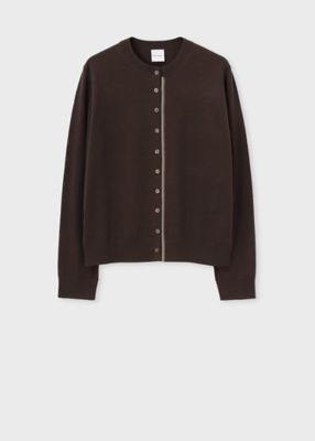 新品タグ付　PS Paul Smith　スウェットカーディガン 秋物 ウィメンズ シグネチャーストライプ クルーネック カーディガン