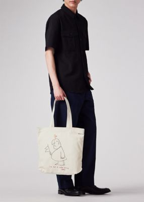 Ｄｒａｗｎ　ｂｙ　Ｐａｕｌ　”Ｇｅｎｔｌｅｍａｎ＆Ｂｉｒｄ”　トートバッグ（３５３００７Ｂ０９０Ｔ）