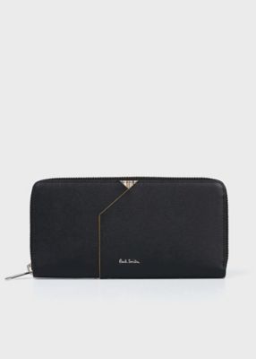 新品未使用 現行モデル ポールスミス 長財布 ブライトストライププラー レザー黒 ポールスミス 財布 メンズ 長財布 Paul Smith 財布 長財布