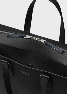Paul Smith ブリーフケース トートバッグ 牛革 ブラック　付属品あり シグネチャーストライププラー ブリーフケース