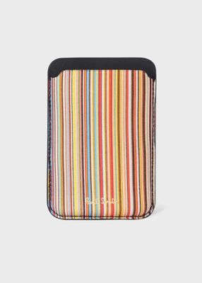 Paul Smith MagSafe カードケース ストライプ 箱付 美品 Signature Stripe” MagSafe レザーカードケース