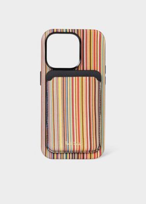 Paul Smith MagSafe カードケース ストライプ 箱付 美品 Signature Stripe” MagSafe レザーカードケース