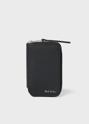 Paul Smith ケース カードケース キーリング付 ブラック レザー ブライトストライププラー スマートキー＆カードケース