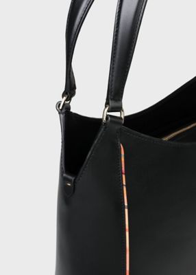 Paul Smith トートバッグ　スワールトリム　レザー　ブラック　ストライプ Newスワールトリム トートバッグ（555415WN091T