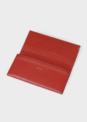 【新品】ポールスミス かぶせ長財布 長財布 ストライプステッチタブ　チョコ　濃茶 新品】ポールスミス かぶせ長財布 長財布 ストライプステッチ