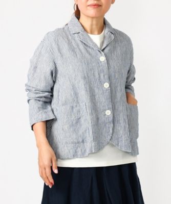 ＜BASCO (Women/大きいサイズ)＞ルシタジャケットＢ　ストライプのテーラードジャケット