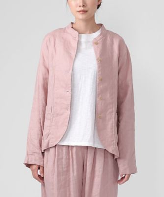 パラスパレス　リネン　スタンドカラー　ジャケット　ターコイズ　24ss フーバジャケット・G リネン素材のスタンドカラー風ジャケット