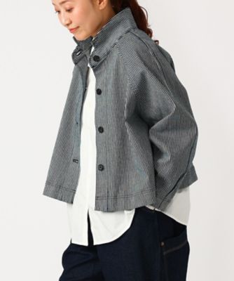 ＜BASCO (Women/大きいサイズ)＞マハジャケット・Ｂ　ヒッコリー素材のショート丈ジャケット