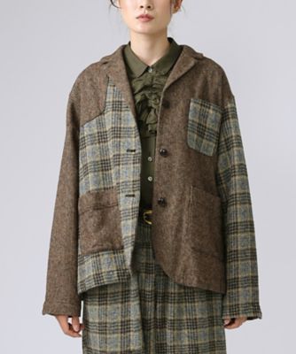 ＜BASCO (Women/大きいサイズ)＞デニスジャケット　コットンツイードのコンビジャケット　１１２３４５３ー３