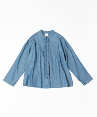 【送料無料】BASCO (Women/大きいサイズ)/バスコ イザベル フロントフリルのコットンジャケット 1125753-10 ブルー コート・ジャケット【三越伊勢丹/公式】