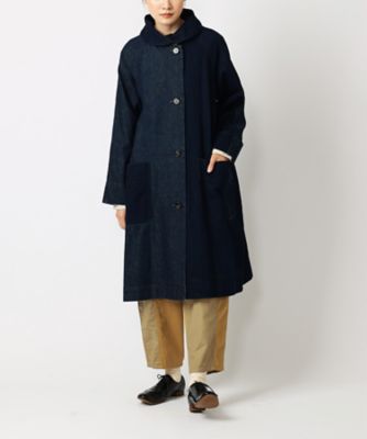 45R 45rpmインディゴ デニム ヒッコリー スプリングAラインコート DIESEL（ディーゼル）の「メンズ ロング コート デニムプリント