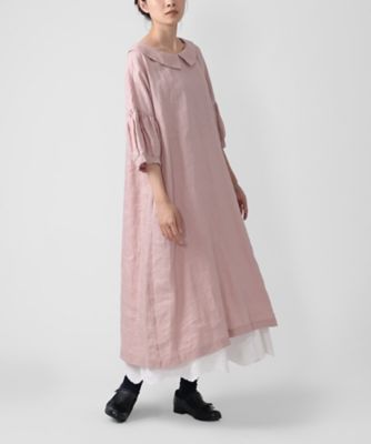 ＜BASCO (Women/大きいサイズ)＞アガサドレス　リネンの丸襟バルーンスリーブドレス　１２００６６１ー１０