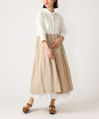 ＜BASCO (Women/大きいサイズ)＞ヘレナ・Ｂ　綿麻切り替えシャツドレス