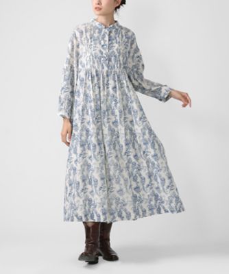 ＜BASCO (Women/大きいサイズ)＞ロリードレス・グレージュ　フラワープリントのドロップショルダーワンピース　１２０４９６１ー５７