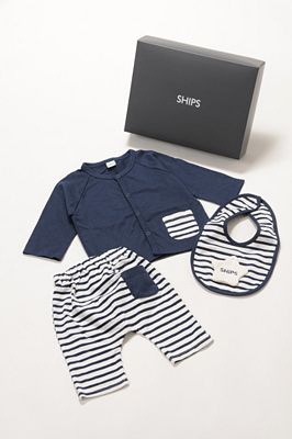 ＜SHIPS (Baby&Kids)＞ロングスリーブ　ギフトセット（ネイビー）