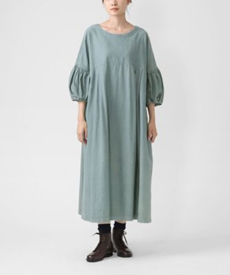 ＜BASCO (Women/大きいサイズ)＞リリムドレス・Ｂ　ブリーチオーバーダイのデニムバルーンスリーブドレス　１２０８２６１ー４