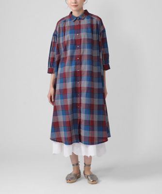 ＜BASCO (Women/大きいサイズ)＞ラドル　マルチカラーチェックのシャツドレス　１２１１４６２ー５７