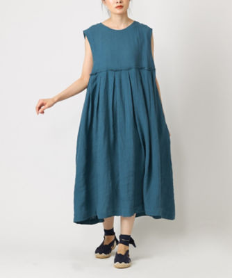 ＜BASCO (Women/大きいサイズ)＞ゼパルドレス・Ｄ　ボックスタックのリネンワンピース