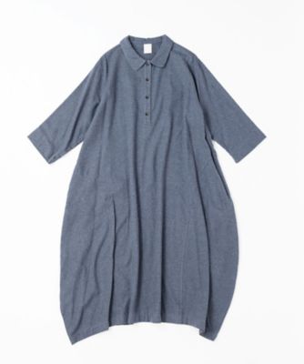 【送料無料】BASCO (Women/大きいサイズ)/バスコ ポメロ・B コットンネル素材のコクーンドレス 1227653ー10 ブルー ワンピース・ドレス【三越伊勢丹/公式】