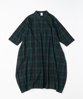 【送料無料】BASCO (Women/大きいサイズ)/バスコ ポメロ・4 コットンネル素材のタータンチェックドレス プラスサイズ 1229153ー10 MIXグリーン 【三越伊勢丹/公式】