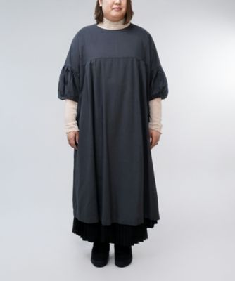 ＜BASCO (Women/大きいサイズ)＞リリムドレス・４　コットンネル素材のバルーンスリーブドレス　プラスサイズ　１２３０１５３ー４
