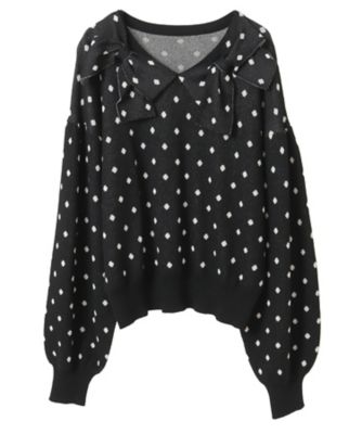 Candy Stripper (Women)/キャンディストリッパー RIBBON COLLAR KNIT 1256809 BLACK×WHITE トップス【三越伊勢丹/公式】