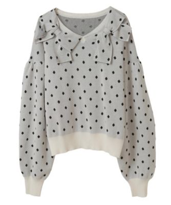 Candy Stripper (Women)/キャンディストリッパー RIBBON COLLAR KNIT 1256809 WHITE×BLACK トップス【三越伊勢丹/公式】