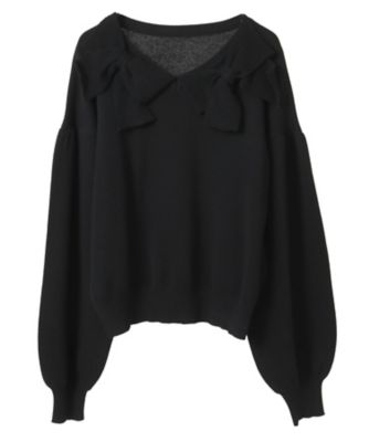 Candy Stripper (Women)/キャンディストリッパー RIBBON COLLAR KNIT 1256809 BLACK トップス【三越伊勢丹/公式】