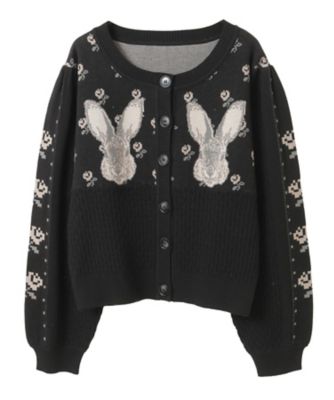 Candy Stripper (Women)/キャンディストリッパー RABBIT FLOWER KNIT CARDIGAN 1256821 BLACK トップス【三越伊勢丹/公式】
