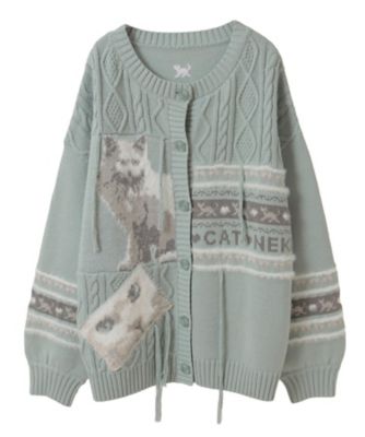 Candy Stripper (Women)/キャンディストリッパー CAT LOVER KNIT CARDIGAN 1256823 BLUE トップス【三越伊勢丹/公式】
