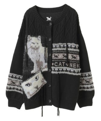 Candy Stripper (Women)/キャンディストリッパー CAT LOVER KNIT CARDIGAN 1256823 BLACK トップス【三越伊勢丹/公式】