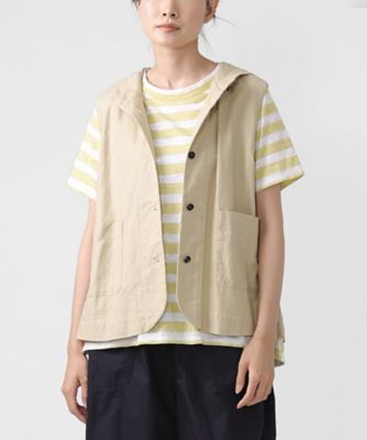 ＜BASCO (Women/大きいサイズ)＞ハーベスト・Ｄ　綿麻ワッシャーのフード付ベスト　１３００８６１ー１０