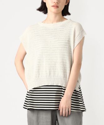 ＜BASCO (Women/大きいサイズ)＞レカトップ　和紙ニットの２ＷＡＹトップス