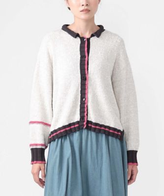 ＜BASCO (Women/大きいサイズ)＞カントカーデ　コットンスラブの配色カーディガン　１３０１５６１ー１０