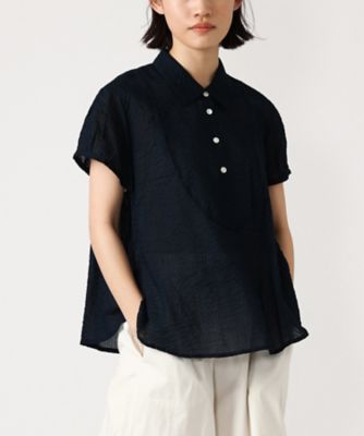 スズブラウス 塩縮素材のハーフスリーブシャツ | BASCO (Women/大きい