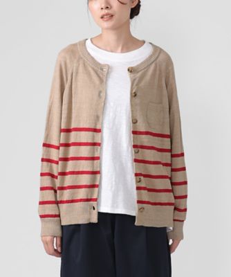 ＜BASCO (Women/大きいサイズ)＞マトラカーデ　フレンチリネンのボーダーカーディガン　１３０２６６１ー１０