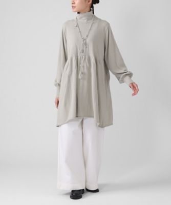 ＜BASCO (Women/大きいサイズ)＞コロン　ラリエットつきの天竺ニットチュニックトップ　１３０２８６１ー１０