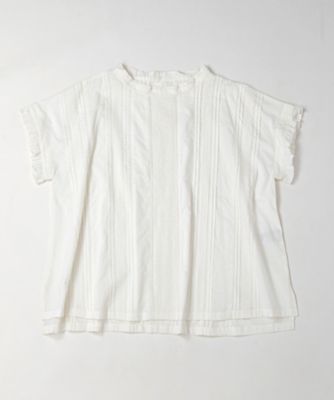 キュロトップ　ピンタックと手刺繍の立襟ショートスリーブ　１３０３６５１ー５７