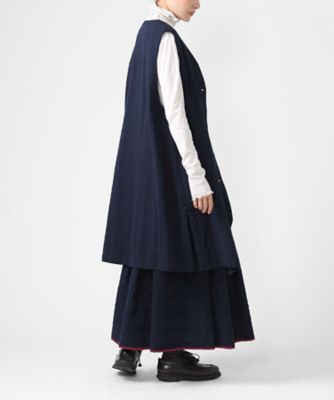 ロカベスト・ネイビー オリジナルコットンリネンロングジレ