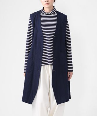 ロカベスト・ネイビー オリジナルコットンリネンロングジレ