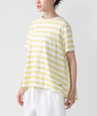 ＜BASCO (Women/大きいサイズ)＞アナントップボーダー・Ｄ　オリジナルボーダーの５分袖Ａライントップ　１３０６０６１ー７