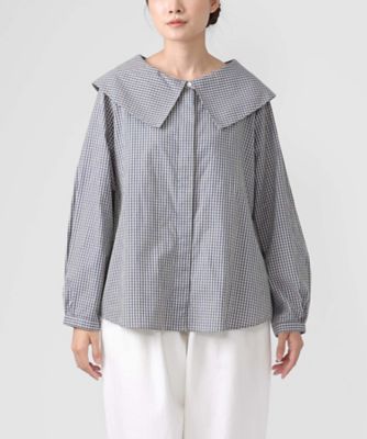 ＜BASCO (Women/大きいサイズ)＞パルピ・Ｂ　ギンガムチェックのクラシカル襟ブラウス　１３０８８６１ー１０