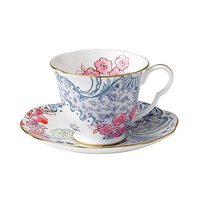WEDGWOOD/ウェッジウッド バタフライ ブルーム ティーカップ&ソーサー(ブルー&ピンク)
