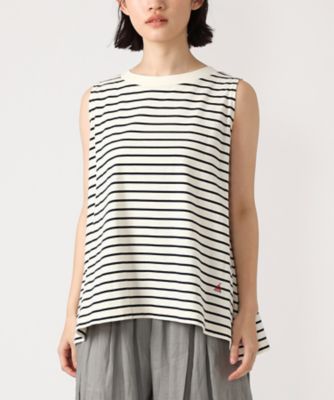 ＜BASCO (Women/大きいサイズ)＞アイリストップ・Ｃ　Ａラインのボーダーノースリーブ