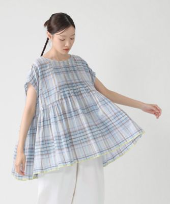 シャイン・チェカ オリジナルカディコットンフレンチスリーブブラウス