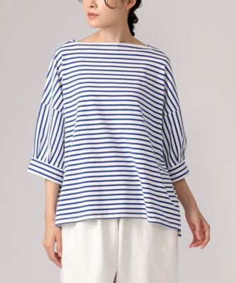 BASCO (Women/大きいサイズ)/バスコ リゼット　ボーダーのボートネック切替トップス　１３１２４５２－１０