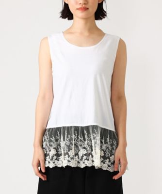 ＜BASCO (Women/大きいサイズ)＞フリフタンク・Ｋ　優雅なレースのタンクトップ