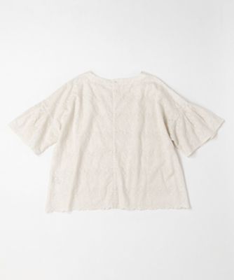 レイラブラウス　刺繍素材のドレープスリーブトップ　１３１２８５２ー１０